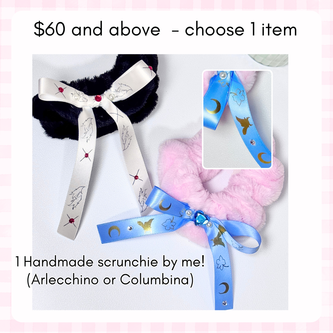 [PO freebie] $60 and above + previous tiers -  Handmade genshin scrunchie by me!